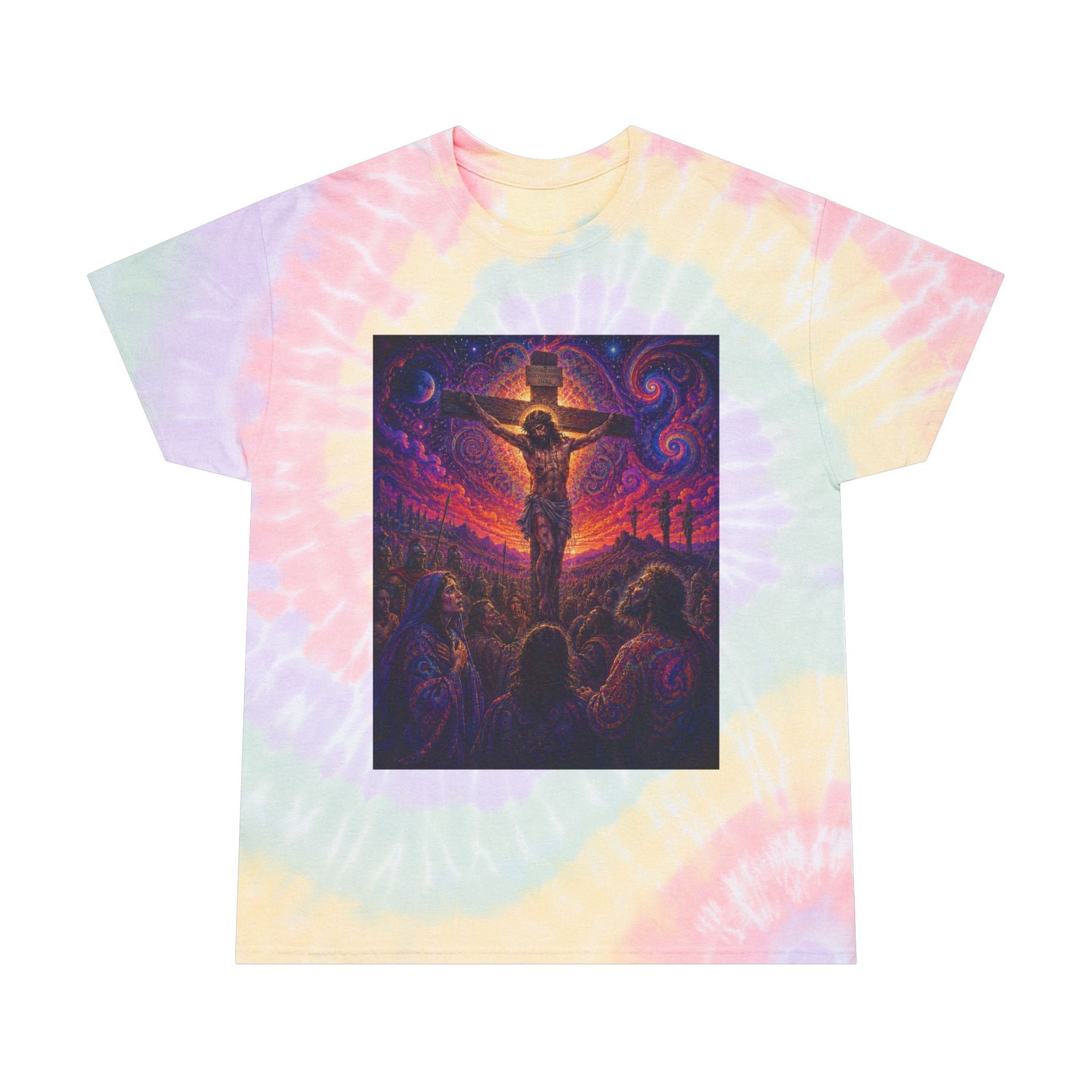 Psychedelic Crucifixion Tie-Dye Spiral Tee