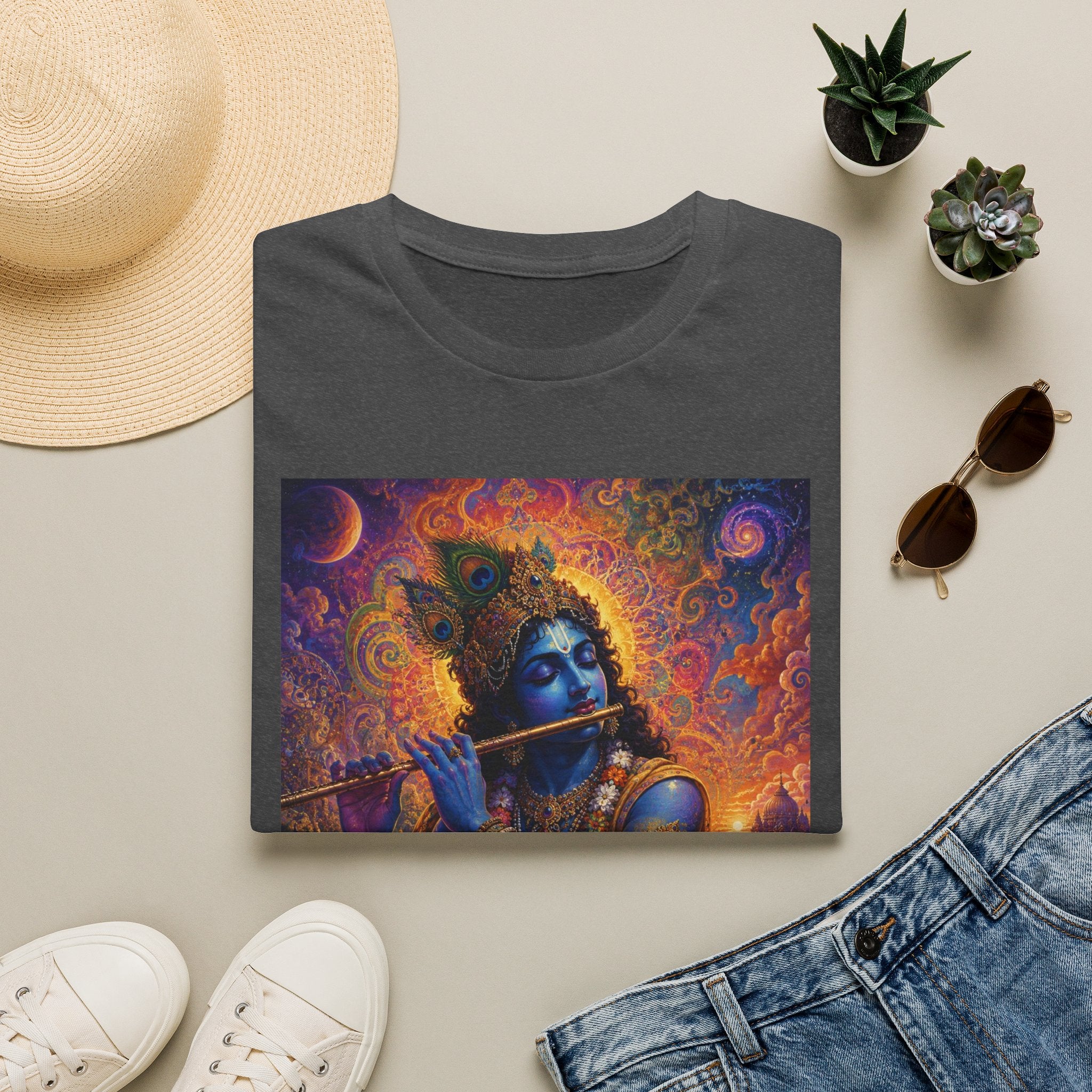 Divine Krishna T-Shirt - Hindu Visionary Art