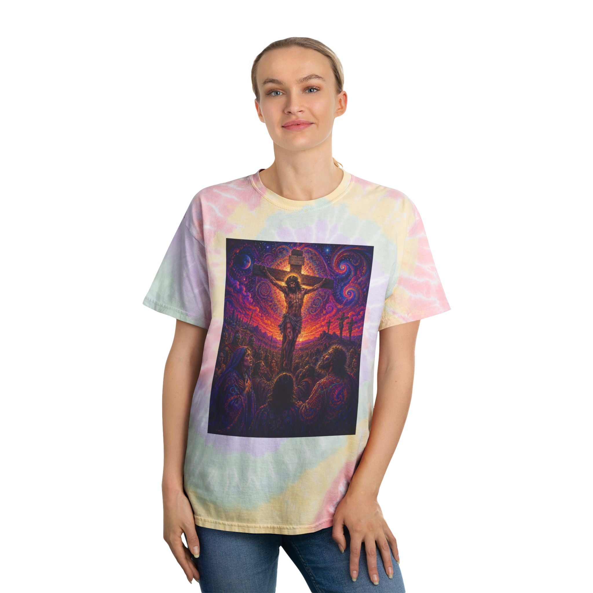 Psychedelic Crucifixion Tie-Dye Spiral Tee