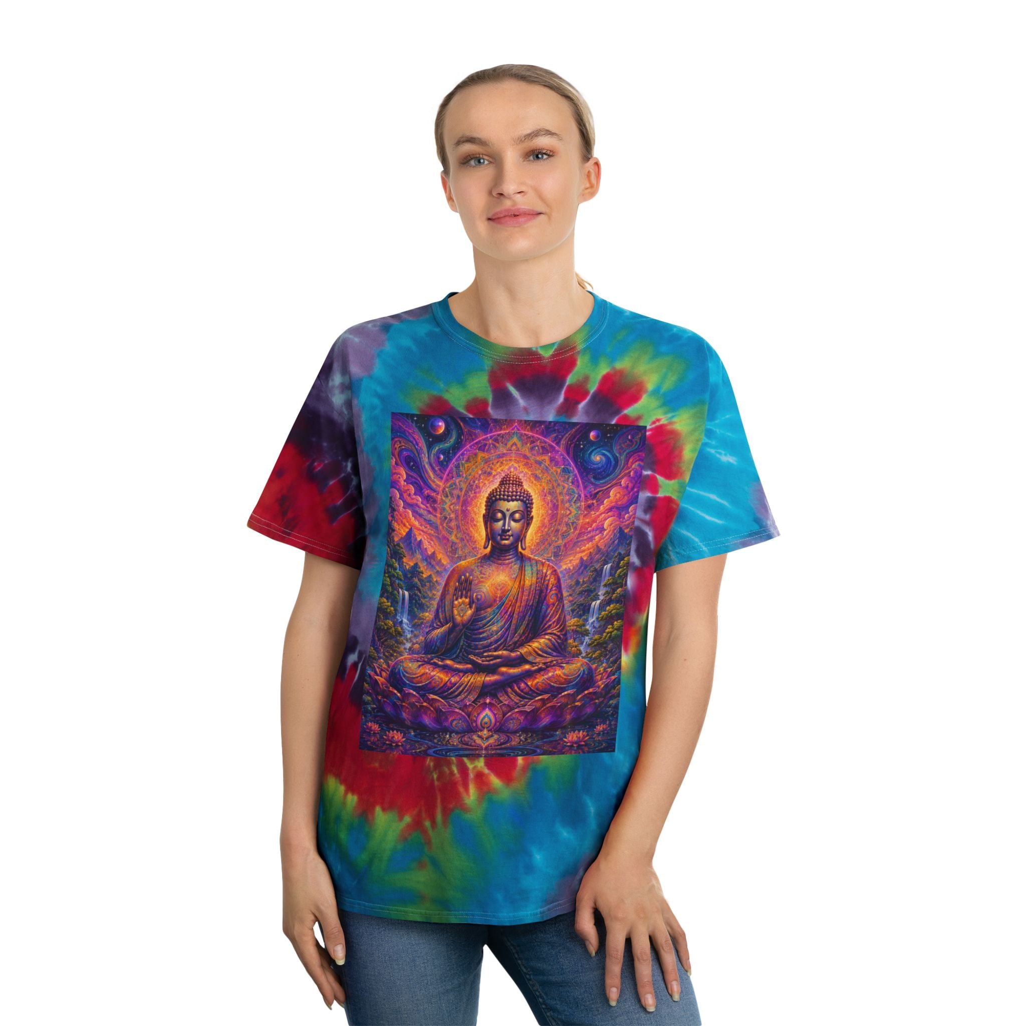 Cosmic Buddha Tie-Dye Spiral Tee