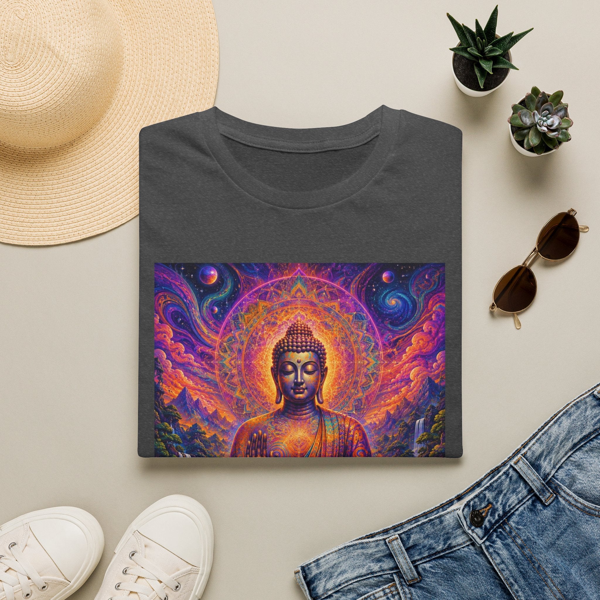 Cosmic Buddha T-Shirt - Visionary Spiritual Art