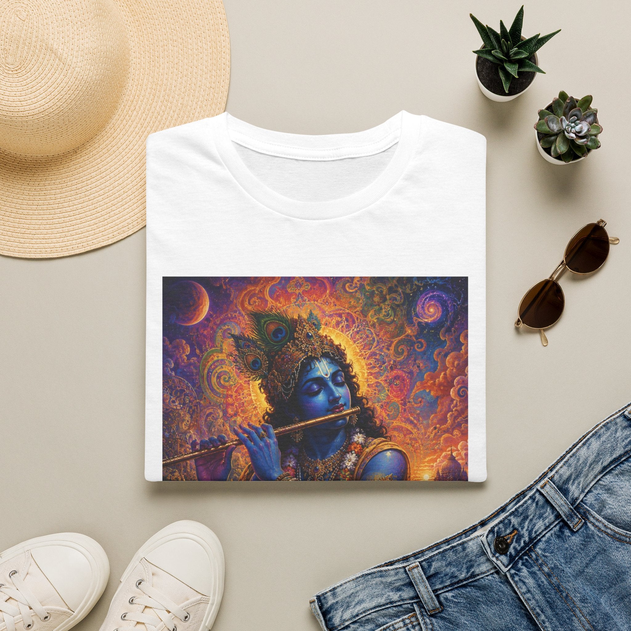 Divine Krishna T-Shirt - Hindu Visionary Art