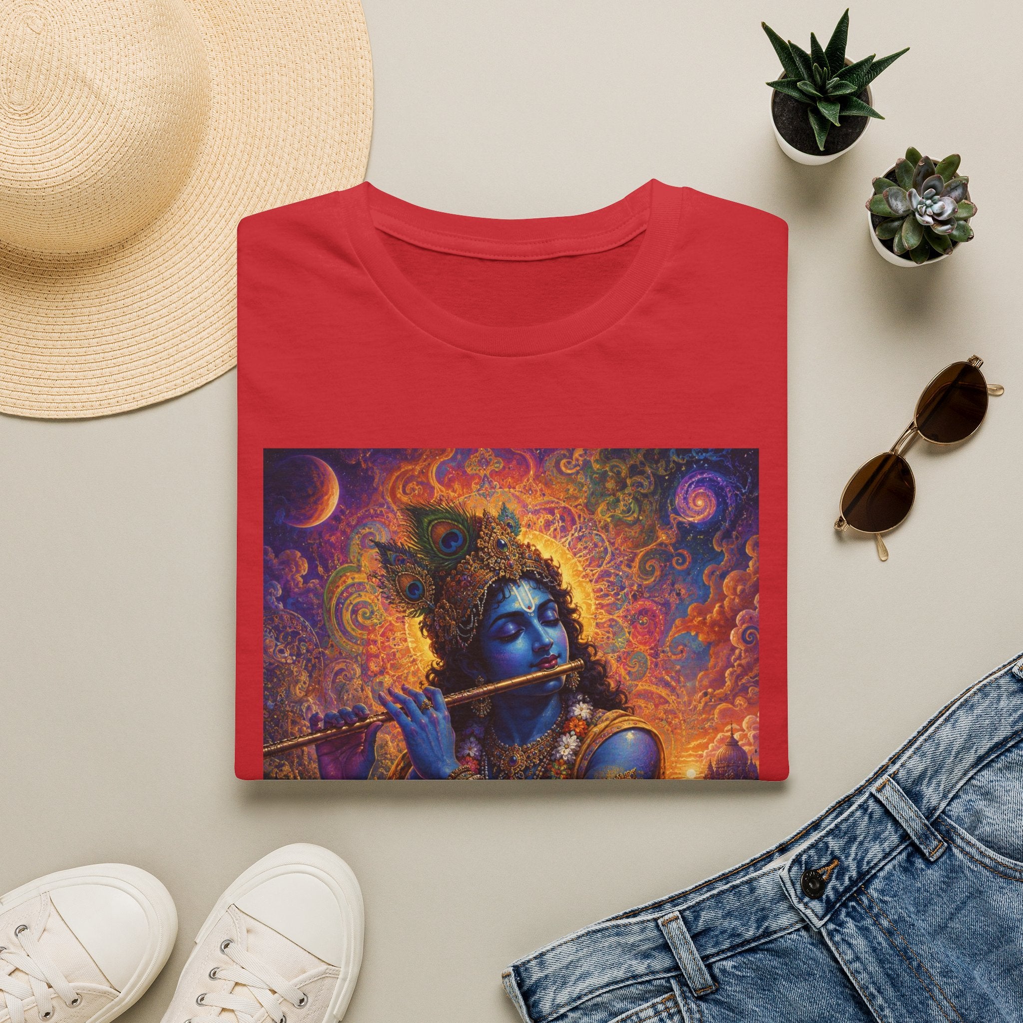 Divine Krishna T-Shirt - Hindu Visionary Art