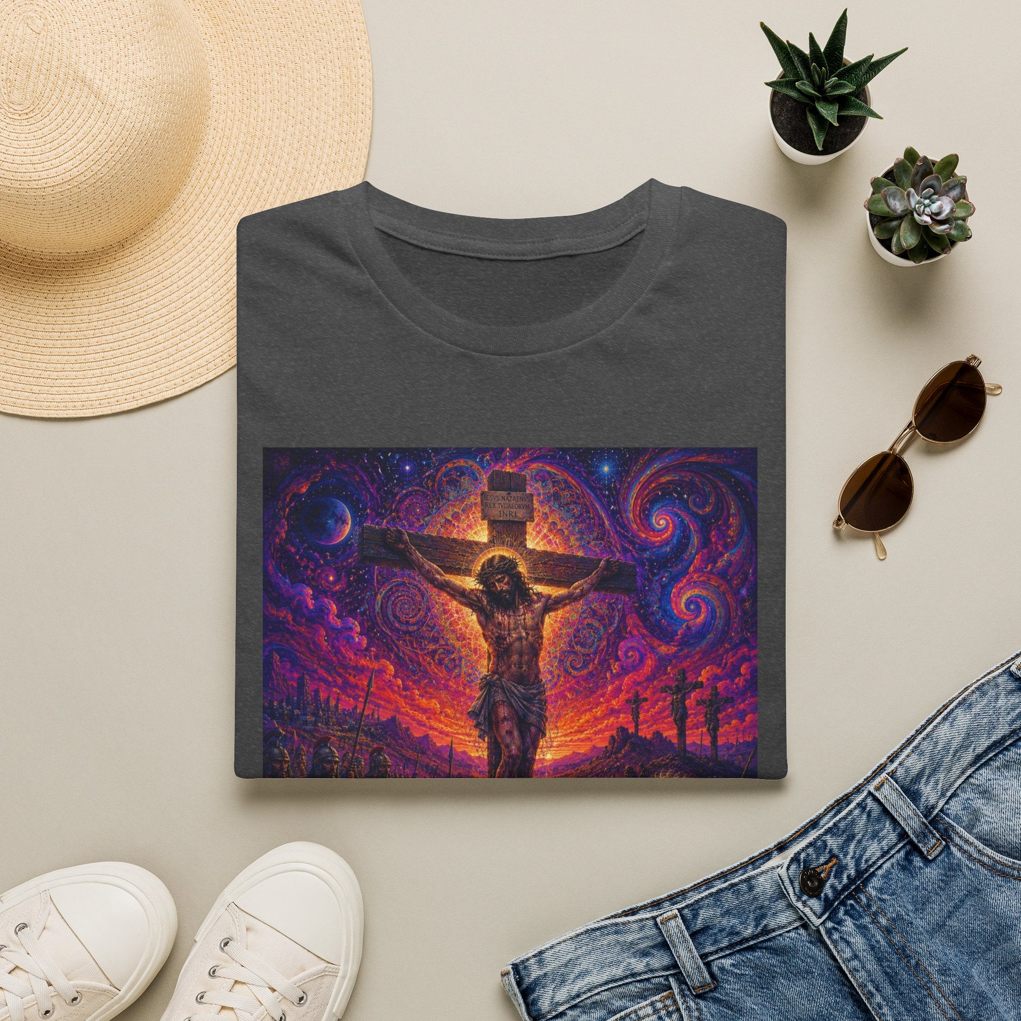 Psychedelic Crucifixion T-Shirt - Visionary Religious Art