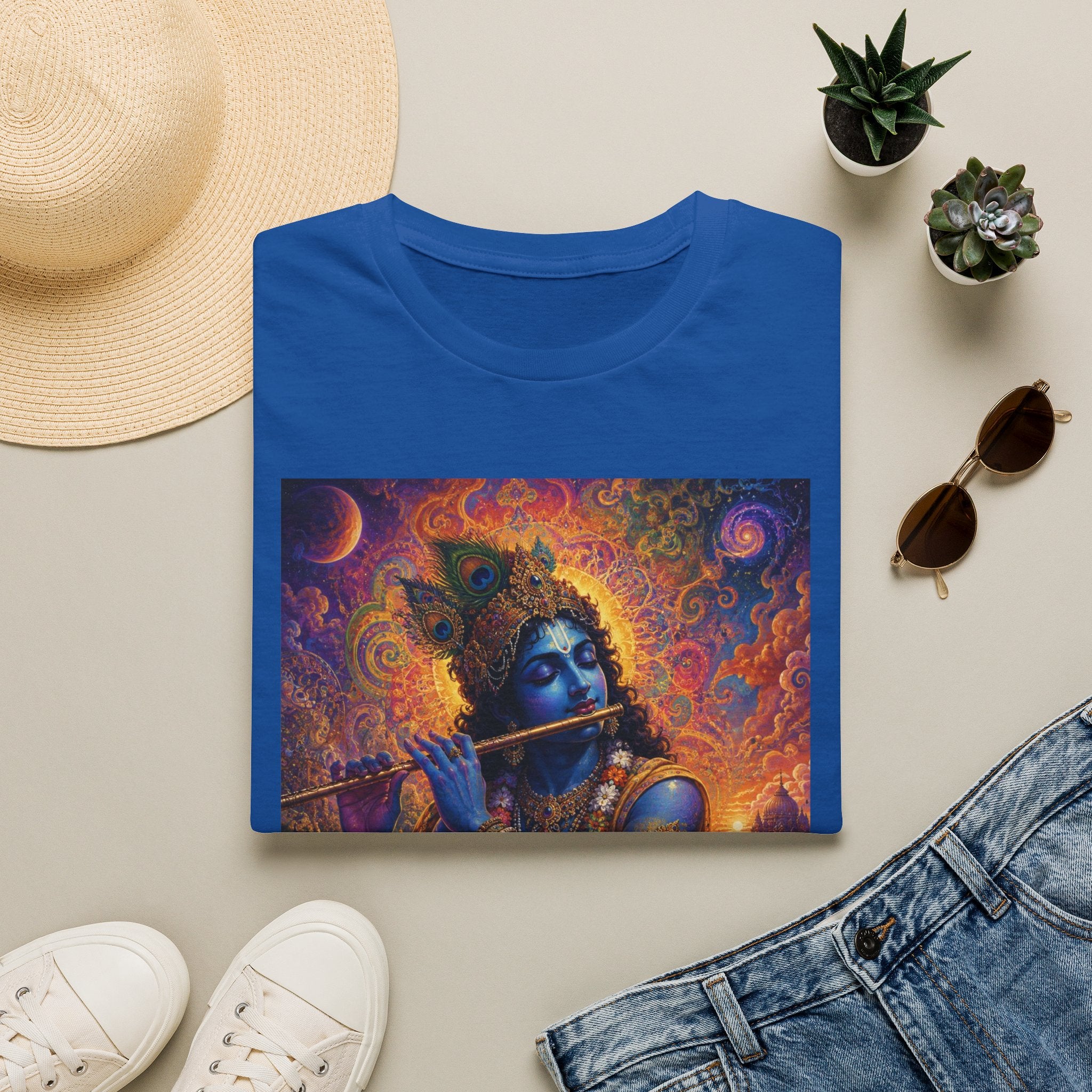 Divine Krishna T-Shirt - Hindu Visionary Art