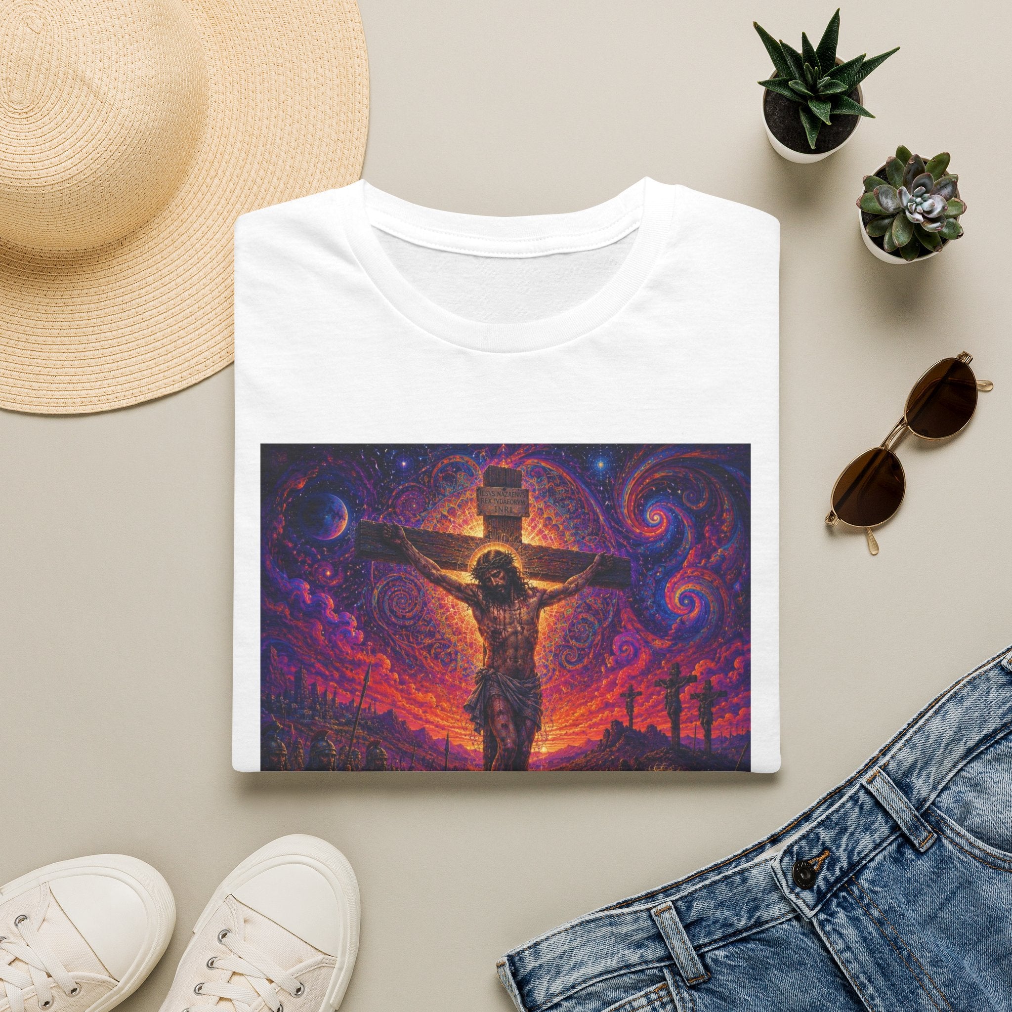 Psychedelic Crucifixion T-Shirt - Visionary Religious Art