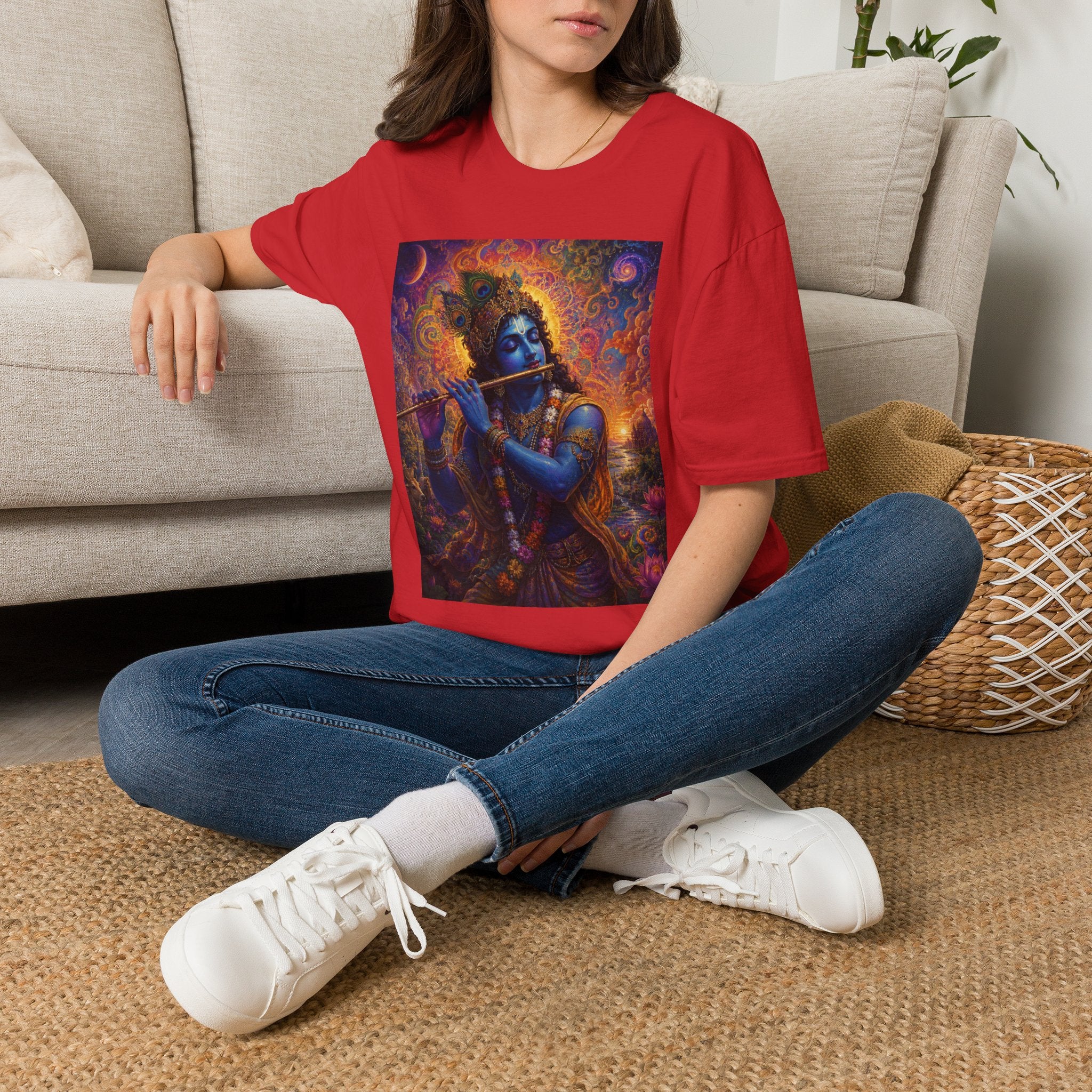 Divine Krishna T-Shirt - Hindu Visionary Art