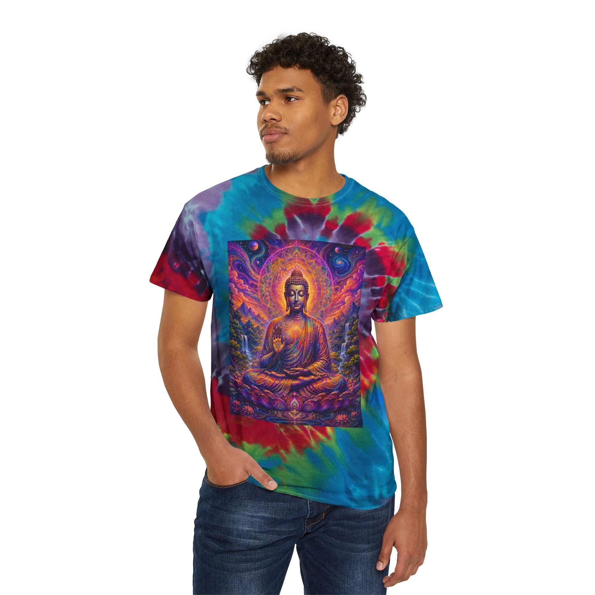 Cosmic Buddha Tie-Dye Spiral Tee