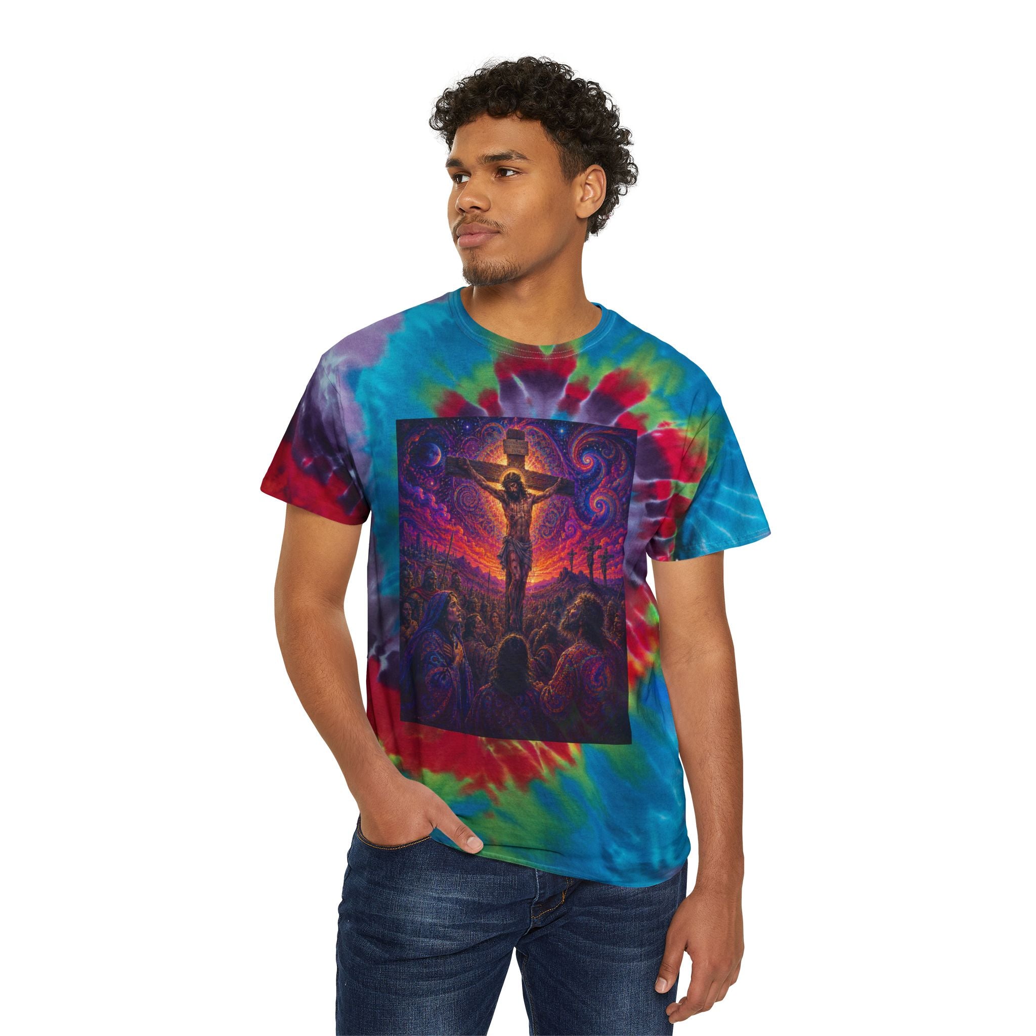 Psychedelic Crucifixion Tie-Dye Spiral Tee
