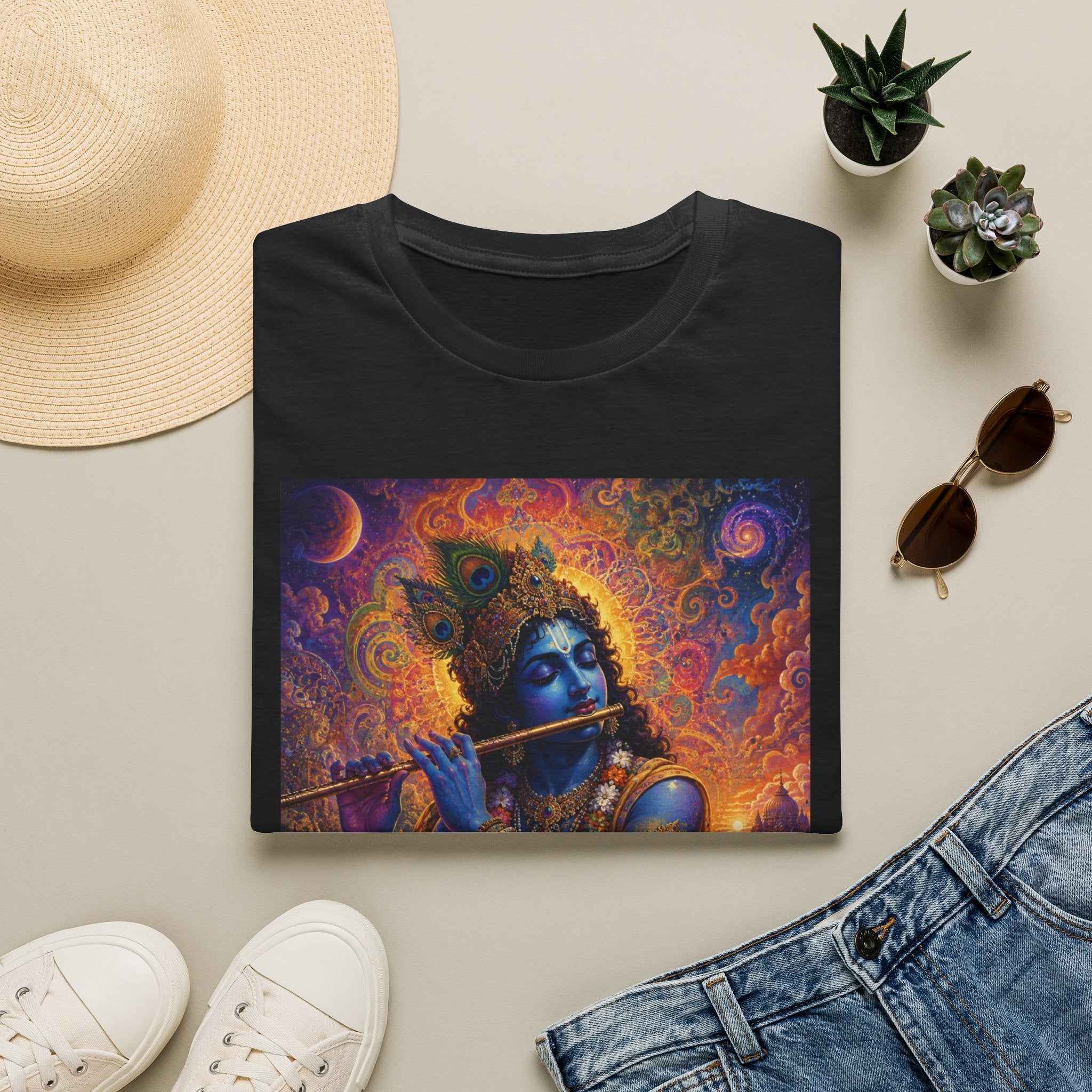Divine Krishna T-Shirt - Hindu Visionary Art