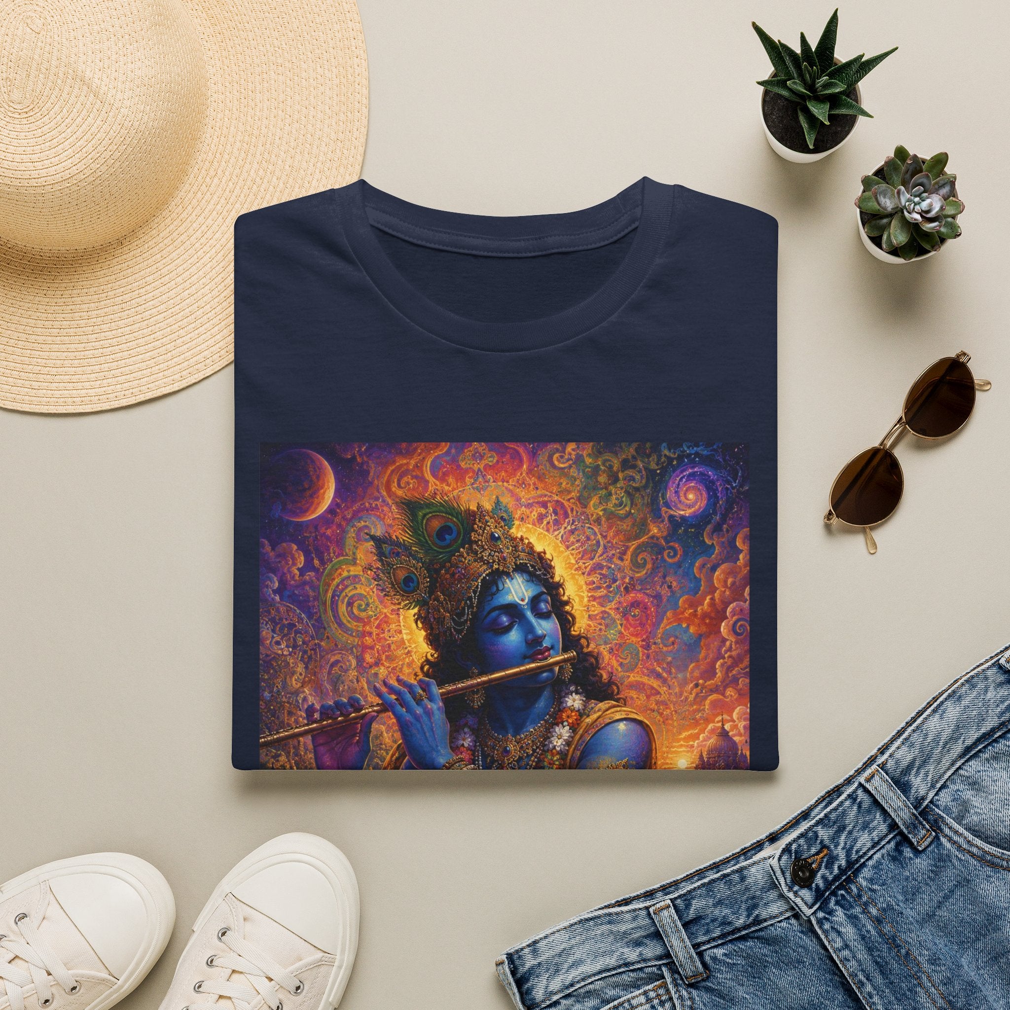 Divine Krishna T-Shirt - Hindu Visionary Art