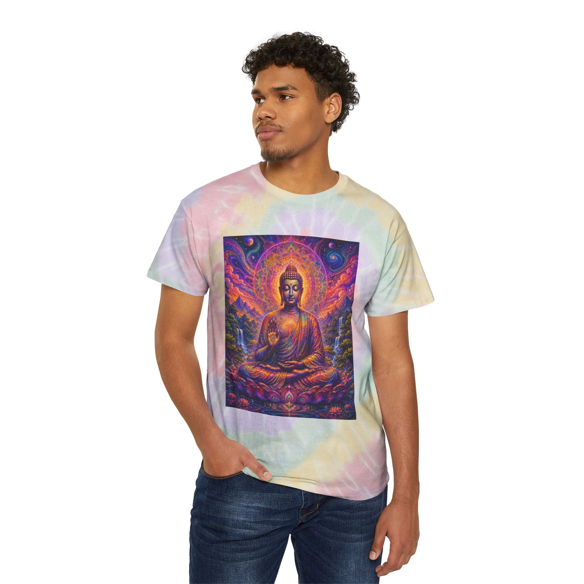 Cosmic Buddha Tie-Dye Spiral Tee