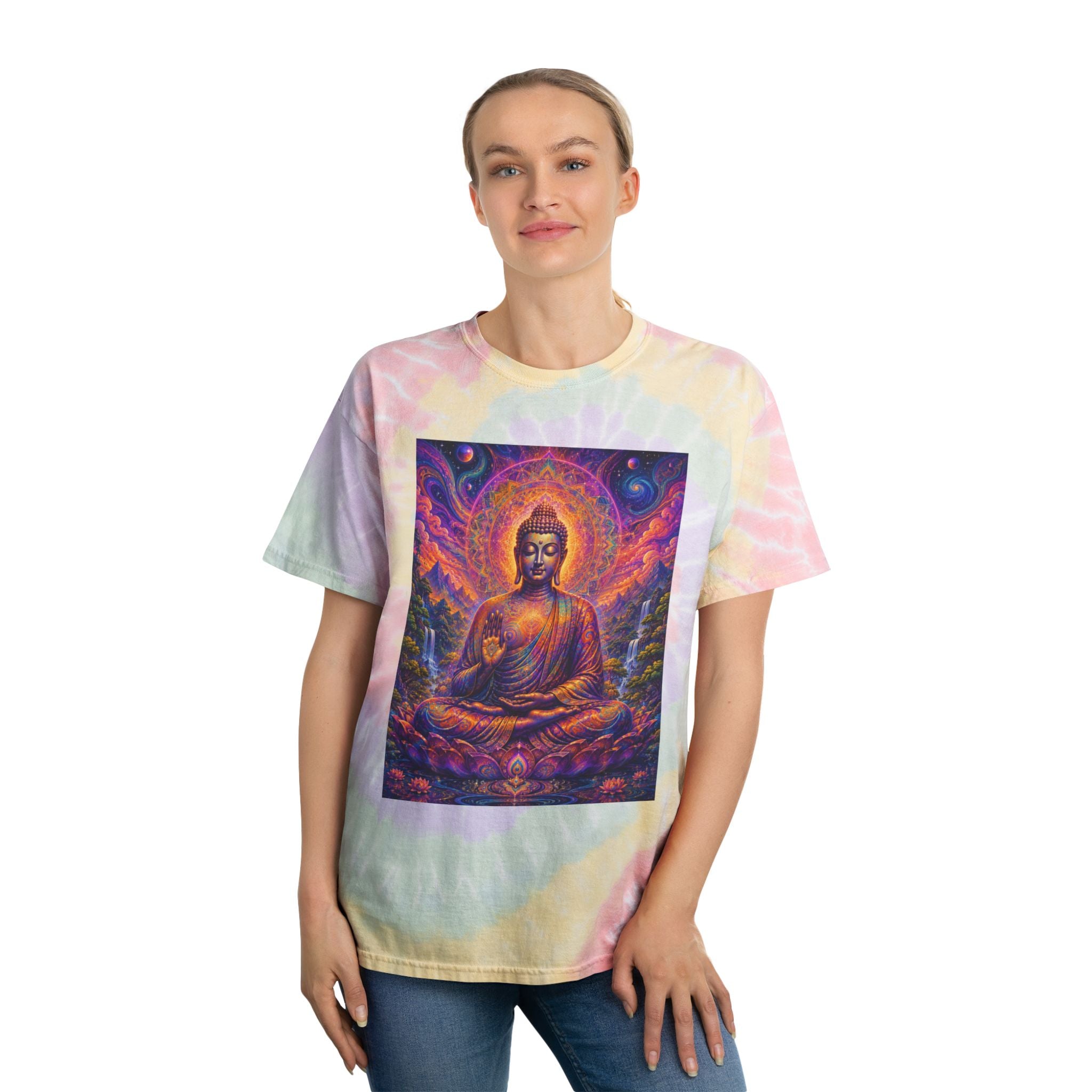 Cosmic Buddha Tie-Dye Spiral Tee