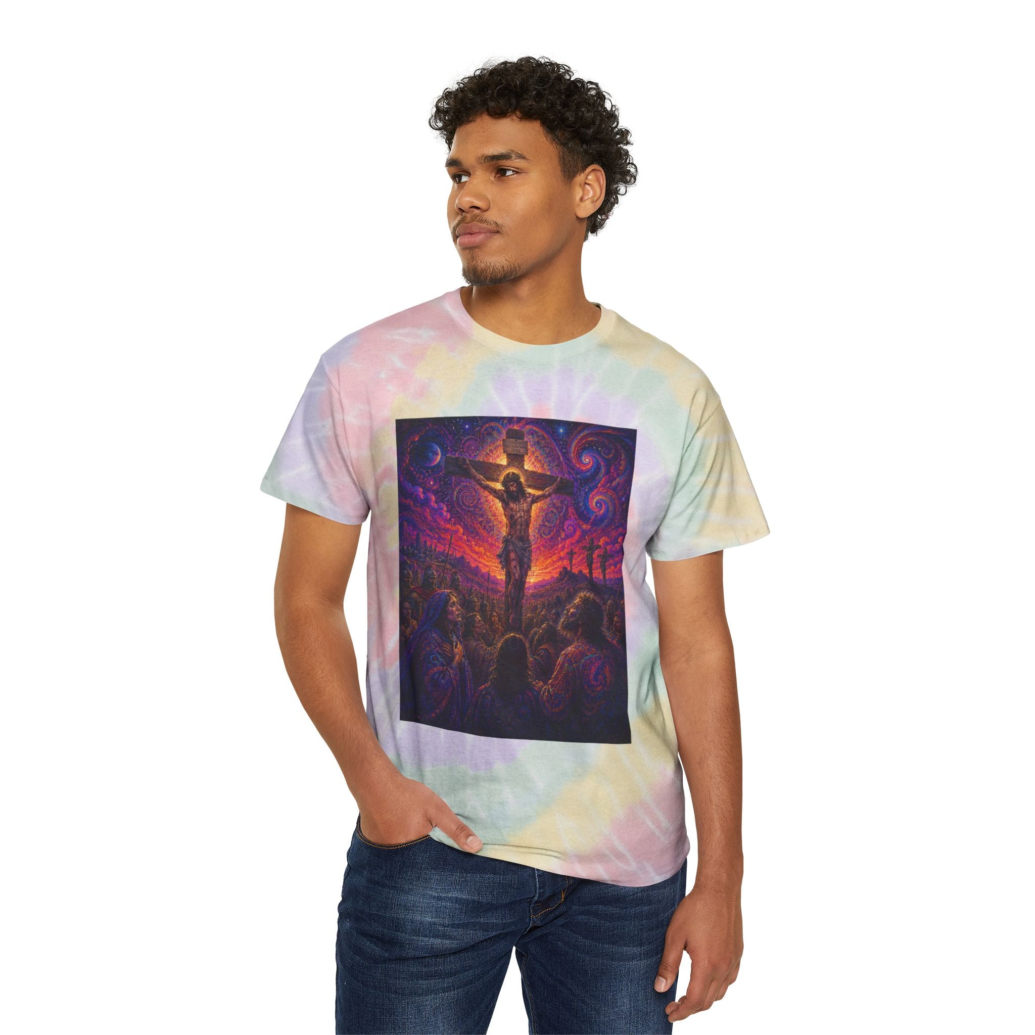 Psychedelic Crucifixion Tie-Dye Spiral Tee